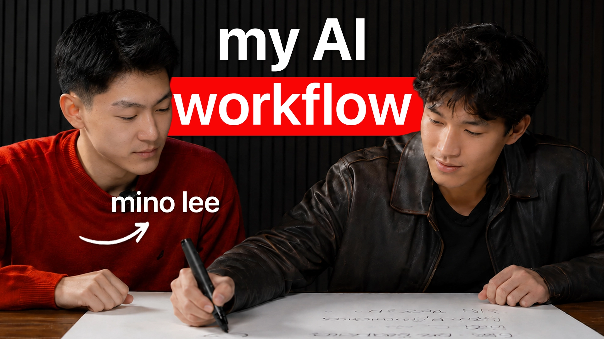 Thumbnail featuring two men at a table with My AI workflow text