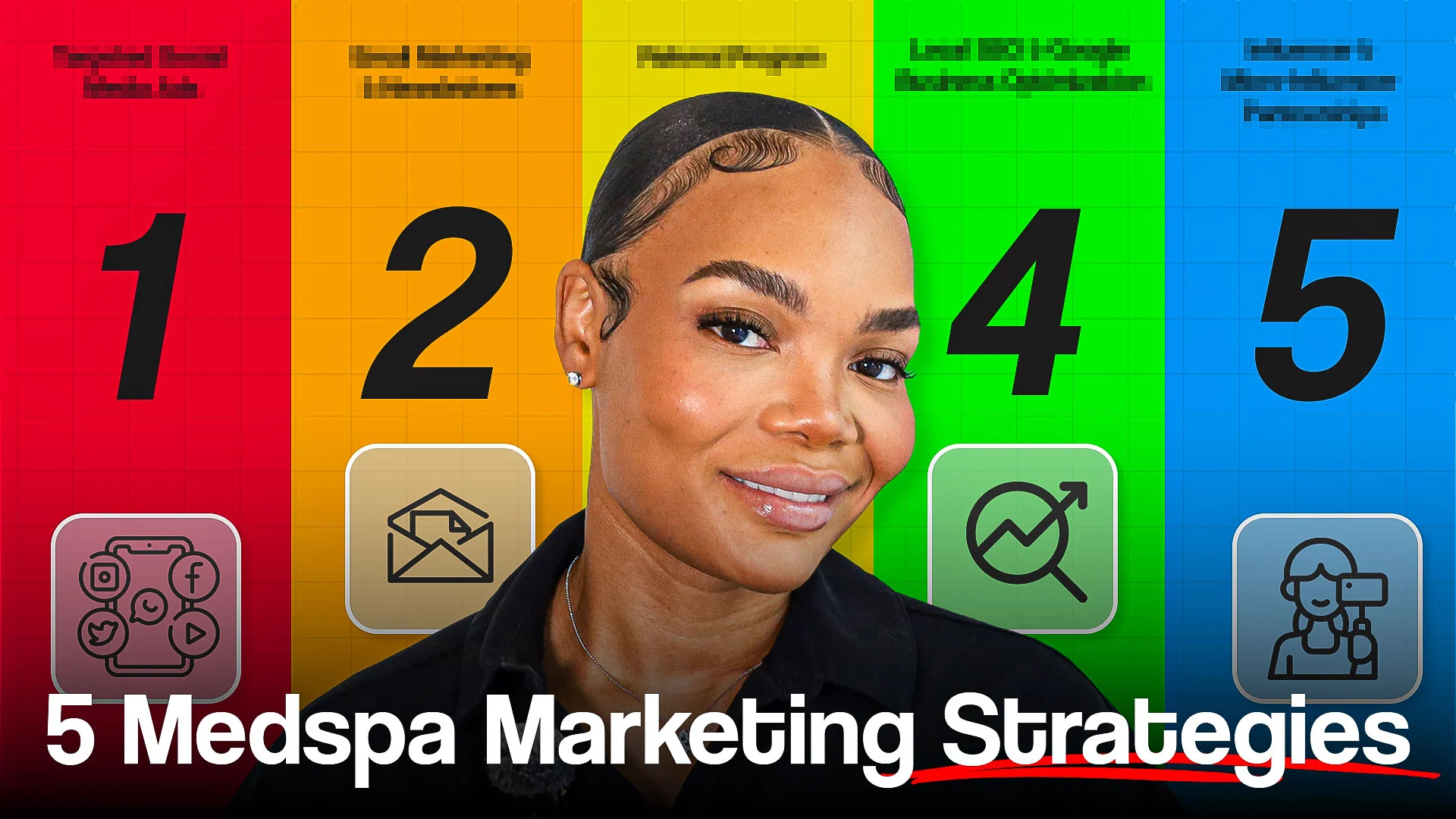 Thumbnail featuring five MedSpa marketing strategies and a woman