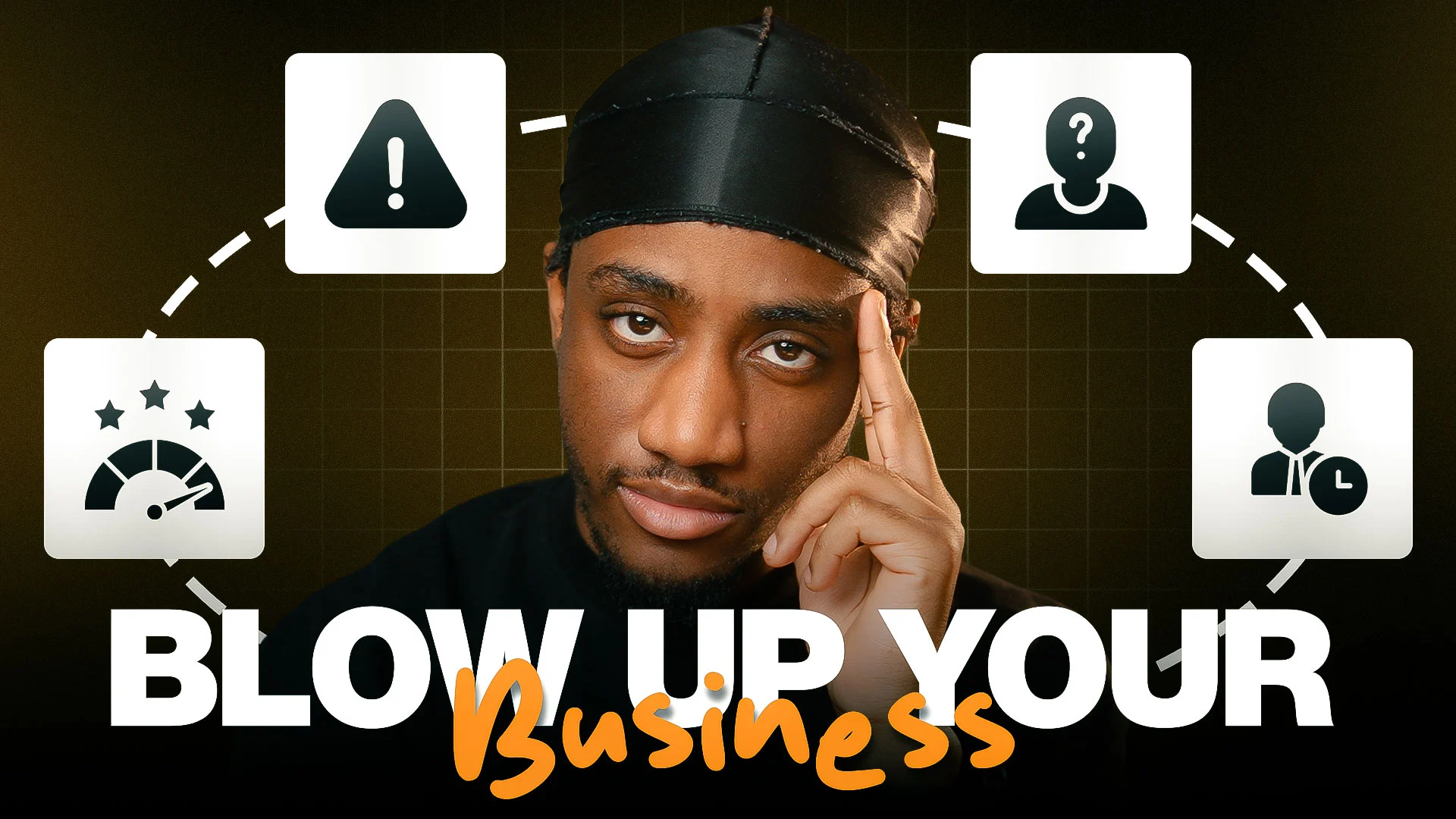 Thumbnail featuring a man surrounded by business icons